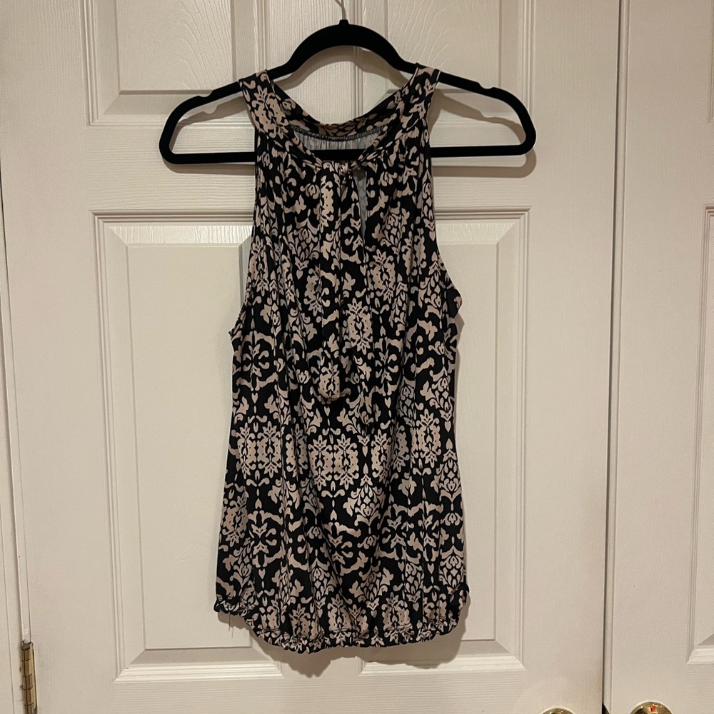Black and Cream Patterned Women's Top